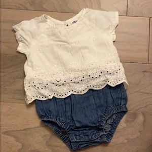 Baby Gap denim and eyelet onesie